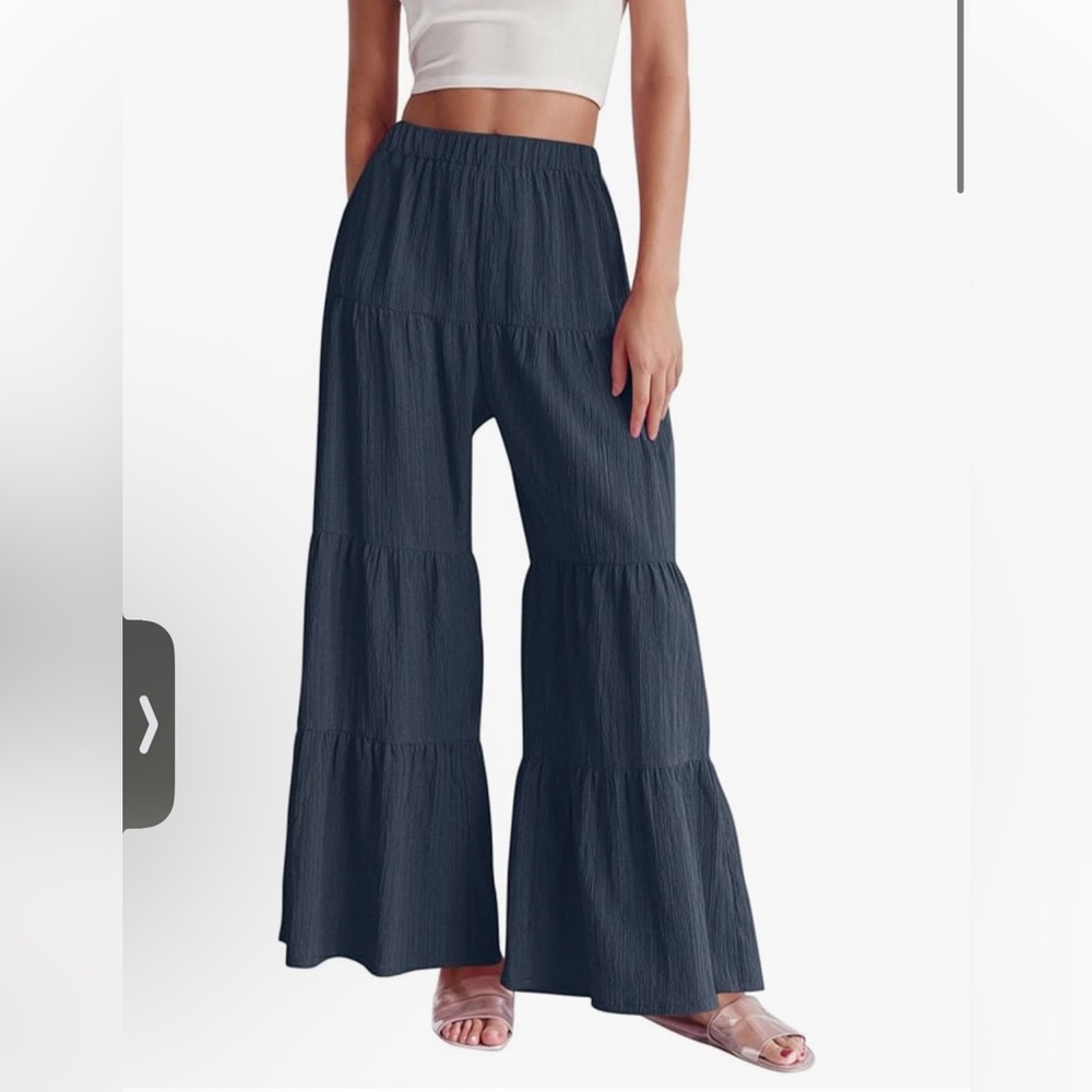 6/$32🛍️ SHEIN | Boho Palazzo Navy Wide-Leg Pants, M